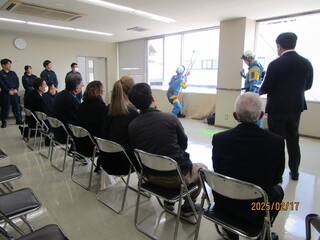 建物間のロープ展張訓練(屋内)